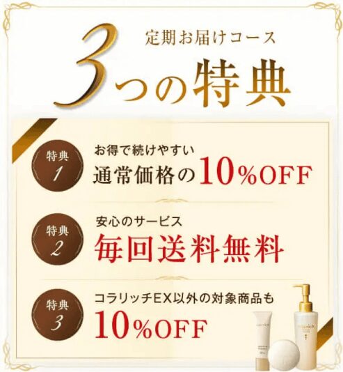 コラリッチexは3つの特典でお得